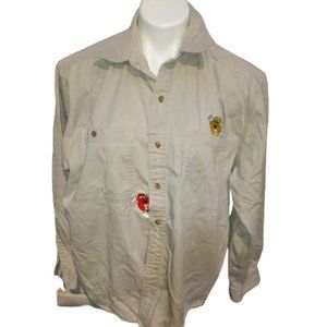 Planet Mars M & M's Vintage Shirt Beige Long Sleeve Collared Mens Medium